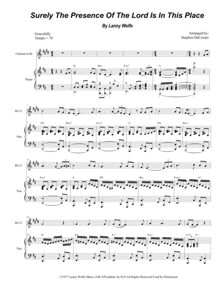 Surely The Presence Of The Lord Is In This Place (arr. Stephen DeCesare)