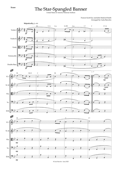 The Star-Spangled Banner - EUA Hymn (Strings Quintet) chords (arr. Cadu Barcelos)