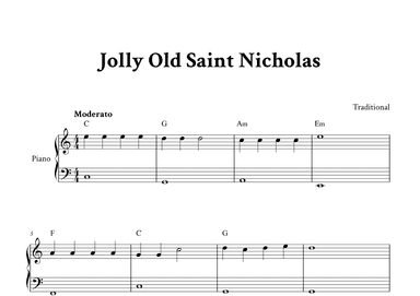 Jolly Old Saint Nicholas - Easy Piano in C (with Chords) (arr. Yuri Noronha)