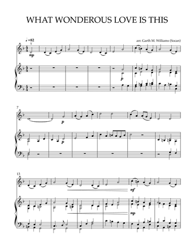 WHAT WONDROUS LOVE IS THIS FOR VIOLIN AND PIANO (arr. Garth M. Williams (Socan))