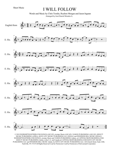 I Will Follow (arr. José Daniel Morales A.)