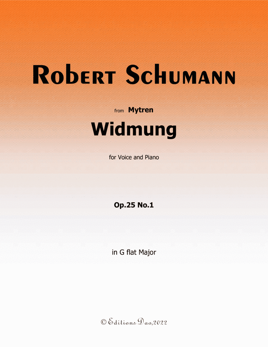 Widmung, by Schumann, in G flat Major (arr. Editions Dao)