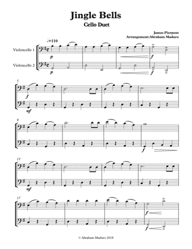 Jingle Bells Cello Duet-two Tonalities (arr. Abraham Maduro)