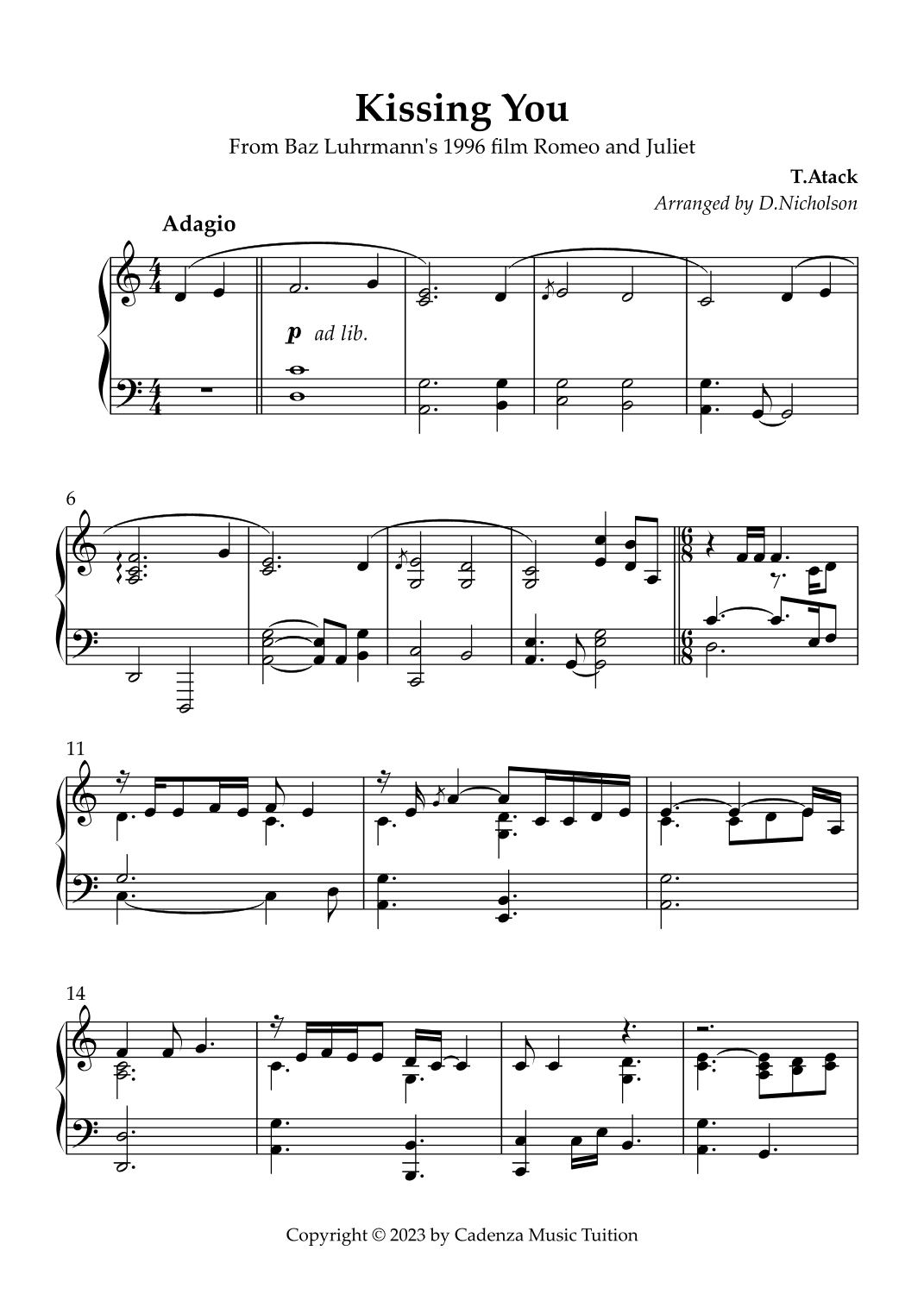 Kissing You (arr. Daniel Nicholson)