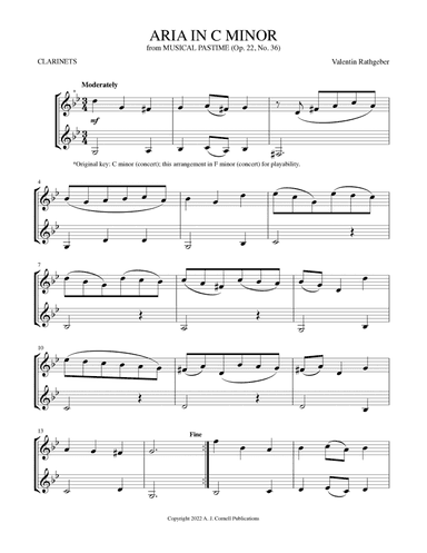 Aria in C Minor (from Musical Pastime) (arr. Mark Phillips)