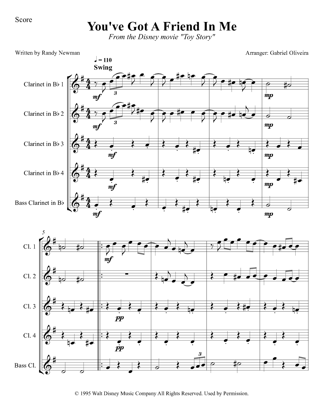 You've Got A Friend In Me (arr. Gabriel Oliveira)