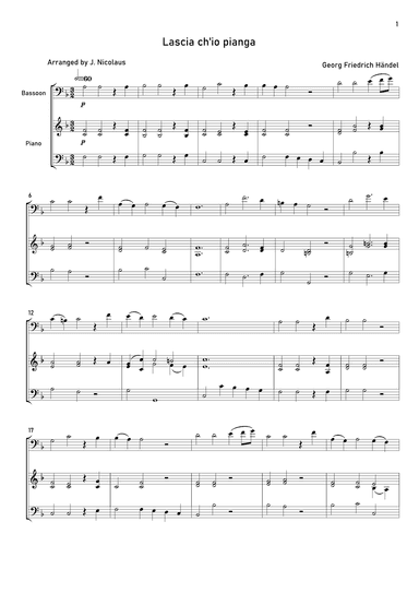 Lascia ch'io pianga (arr. John Nicolaus)