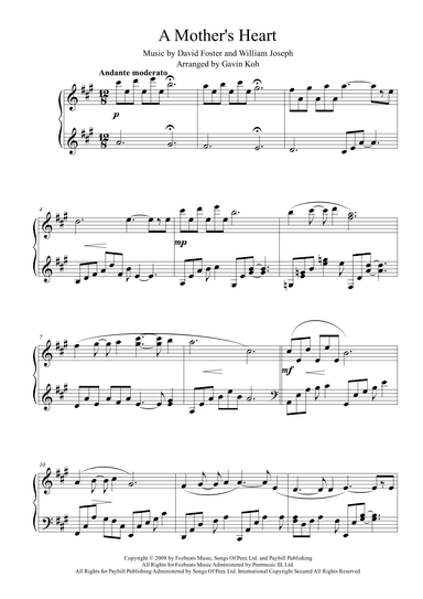 A Mother's Heart (arr. Gavin Koh)