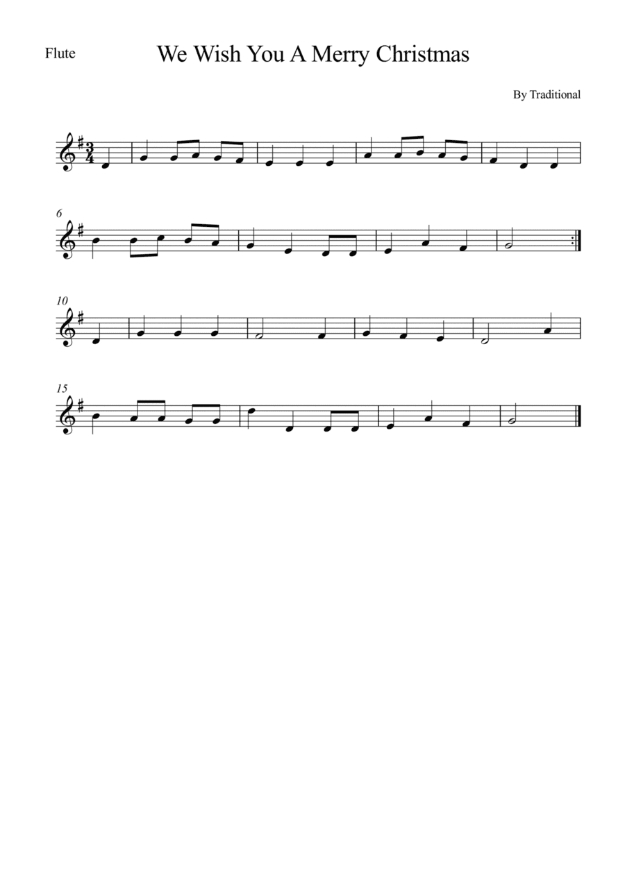 We Wish You A Merry Christmas - Flute (arr. Wesley S. SIlva)