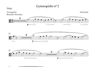 Gymnopédie nº 2 - For Viola (arr. Bernardo Thronicke)