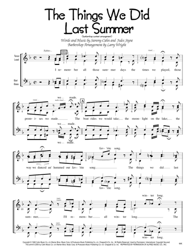 The Things We Did Last Summer (arr. Larry Wright)