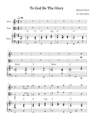 To God Be The Glory (Flute and Viola Duet with Piano) (arr. Tyler Adams)