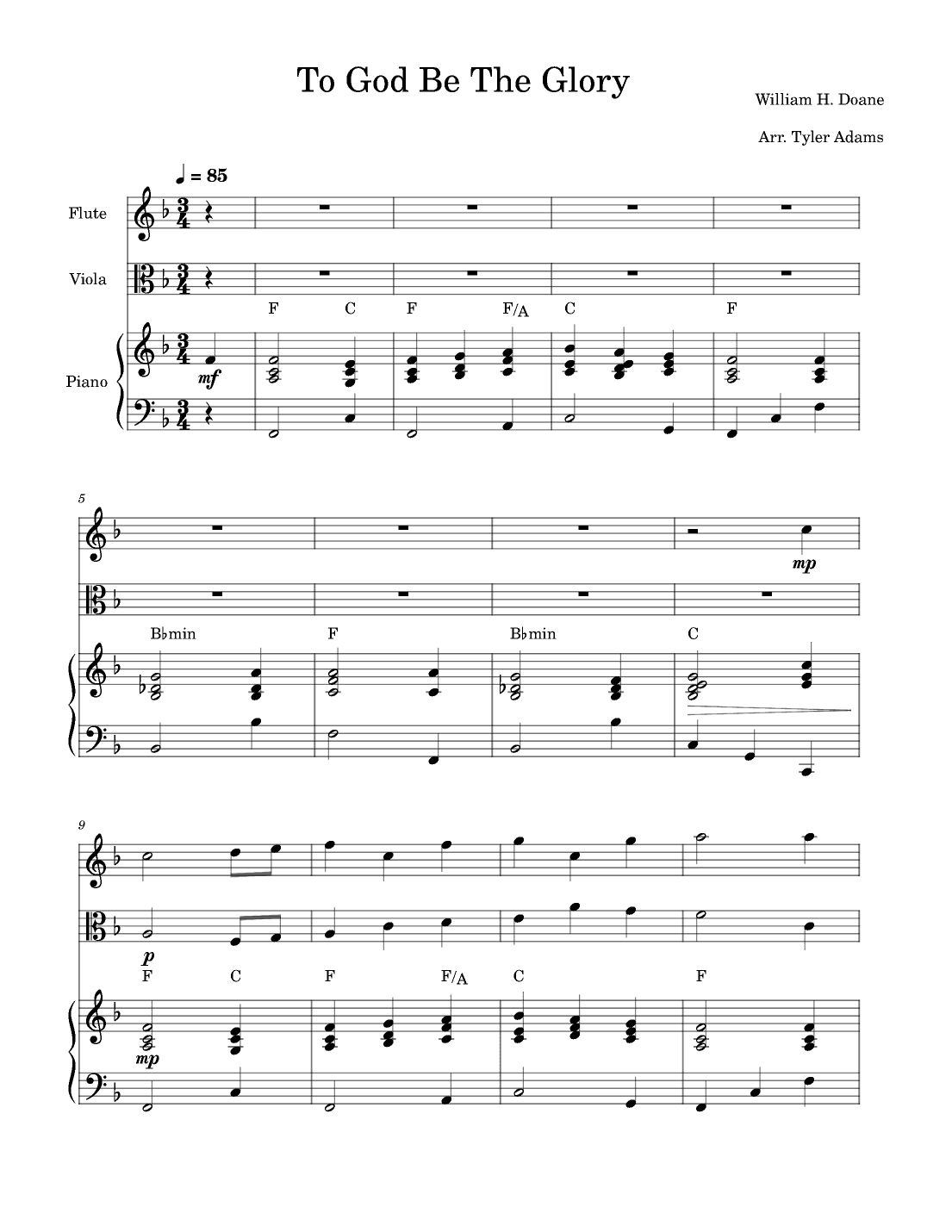 To God Be The Glory (Flute and Viola Duet with Piano) (arr. Tyler Adams)