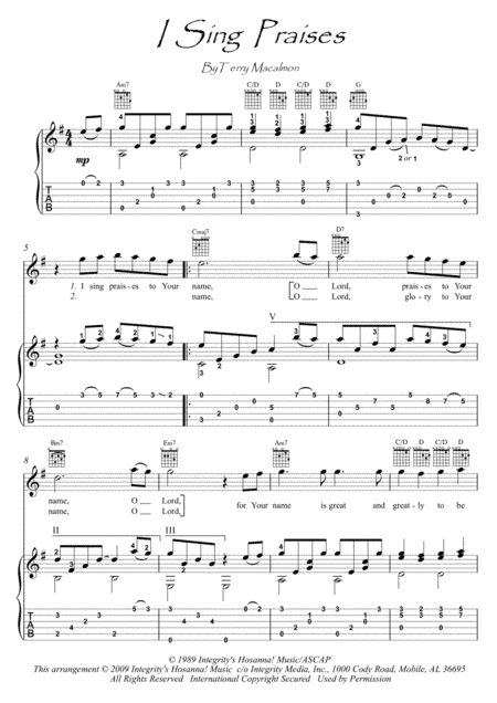 I Sing Praises (arr. PianoSheetNow)