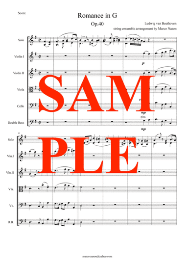 Beethoven Two Romances op.40 & op.50 for violin and string ensemble (arr. Marco Nason)