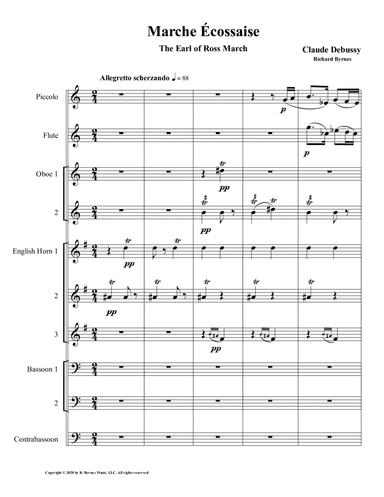 Marche Écossaise by Claude Debussy for Double Reed Octet + Flute & Piccolo (arr. Richard Byrnes)