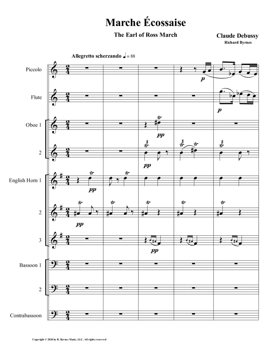 Marche Écossaise by Claude Debussy for Double Reed Octet + Flute & Piccolo (arr. Richard Byrnes)