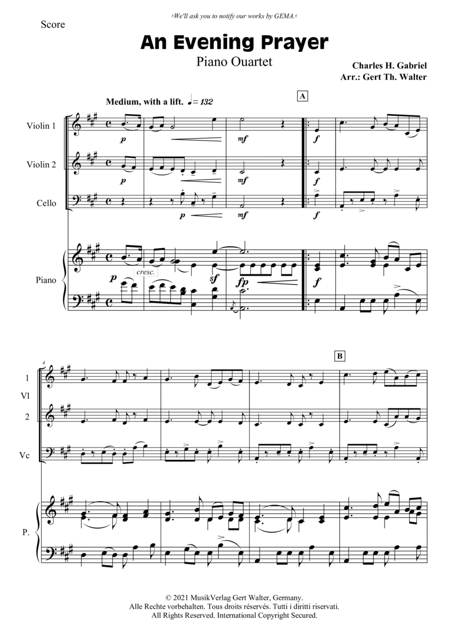 An Evening Prayer (arr. Gert Th. Walter)