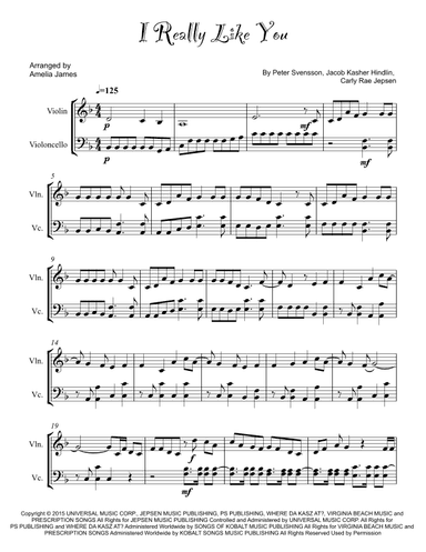 I Really Like You (arr. Amelia James)
