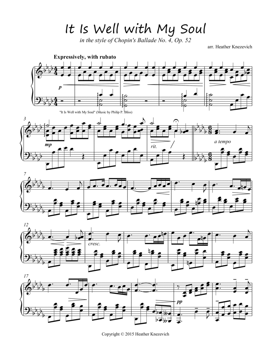 It Is Well with My Soul / Does Jesus Care in the style of Chopin (arr. Heather Knezevich)