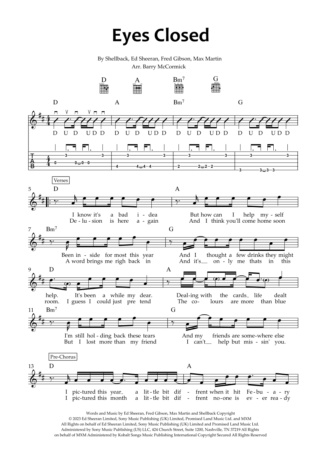 Eyes Closed (arr. Barry McCormick)