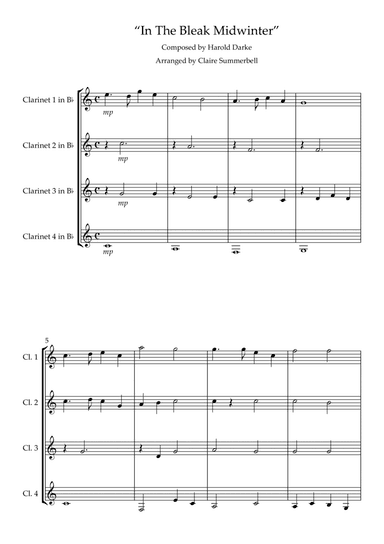 In The Bleak Midwinter - Easy Clarinet Quartet (arr. Claire Summerbell)