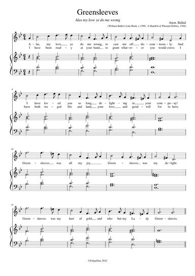 Greensleeves (Alas my love ye do me wrong) (arr. Early Music Scores)
