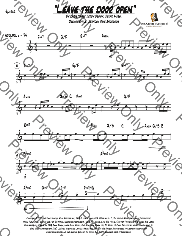 Leave The Door Open (arr. MAJOR SCORE PUBLISHING TM.)