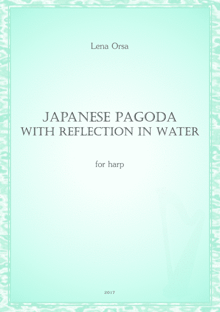 Japanese Pagoda with Reflection in Water for harp
