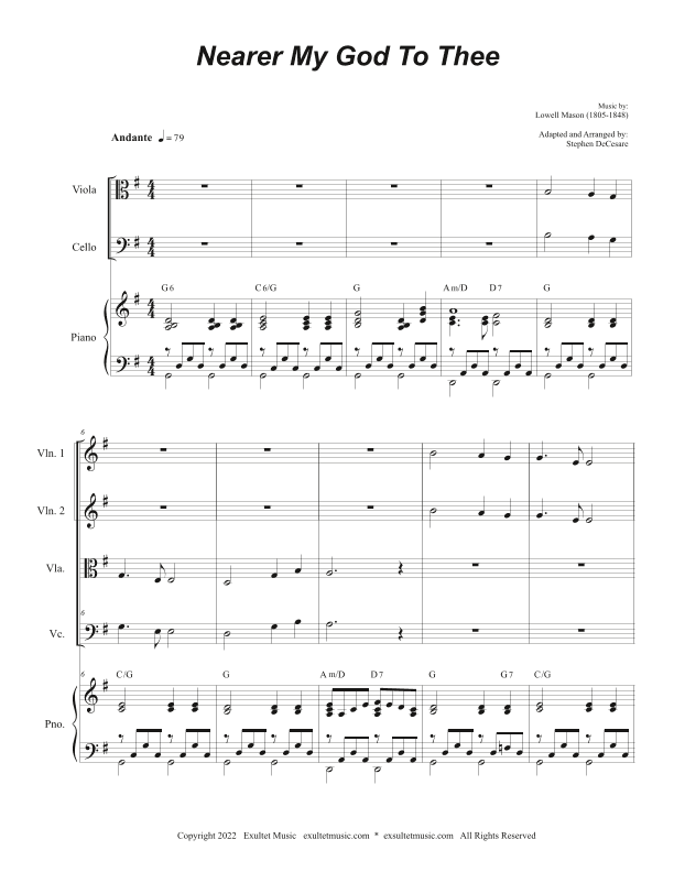Nearer My God To Thee (String Quartet and Piano) (arr. Stephen DeCesare)