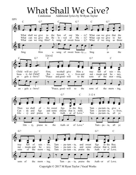 What Shall We Give? : Duet or Trio with Chord and Strum/Fingerpicking Indications (Easy Ukulele Chor (arr. M. Ryan Taylor)