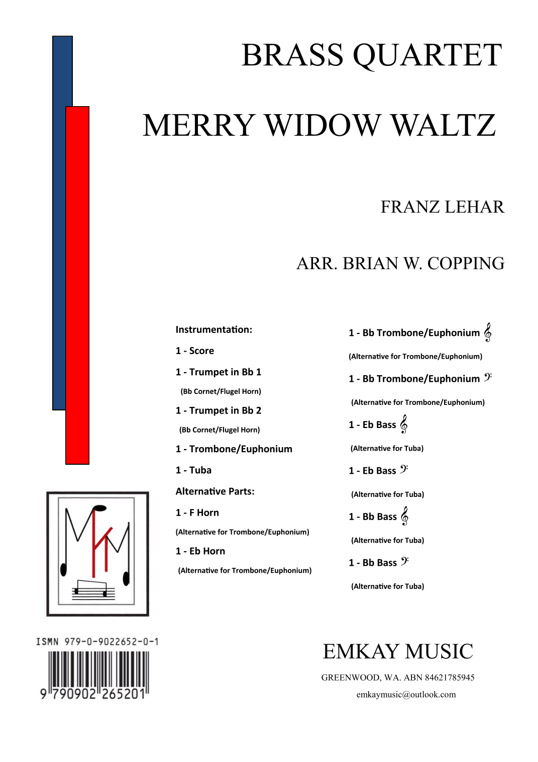 MERRY WIDOW WALTZ – BRASS QUARTET (arr. BRIAN W. COPPING)