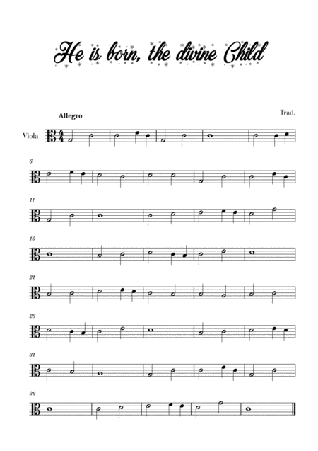 He is born, the divine Child (for Viola) (arr. Cadenza Editions)