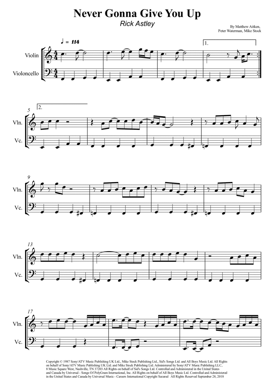 Never Gonna Give You Up (arr. Wesley S. SIlva)