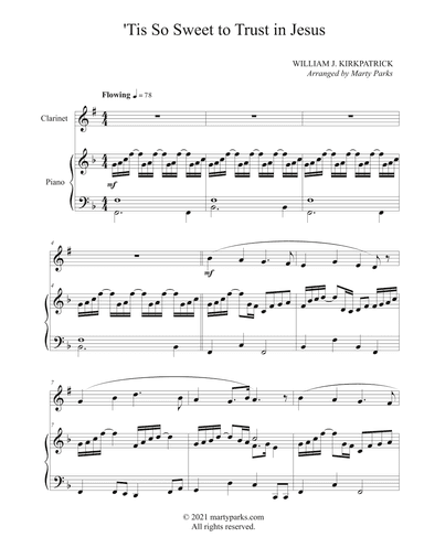 'Tis So Sweet to Trust in Jesus (Clarinet-Piano) (arr. Marty Parks)