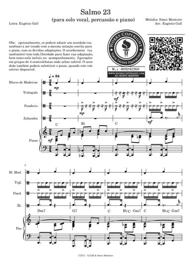 Salmo 23 para voz, piano e percussão (Psalm 23 for voice, piano and percussion)