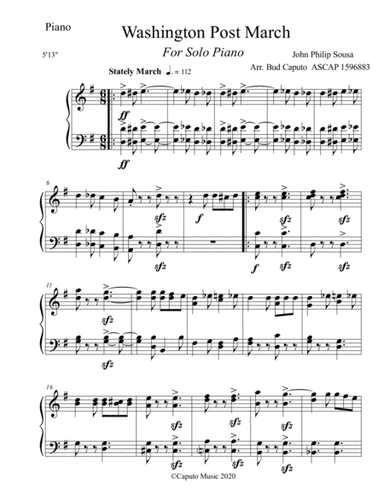 Two Sousa Marches for Solo Piano (arr. Bud Caputo)