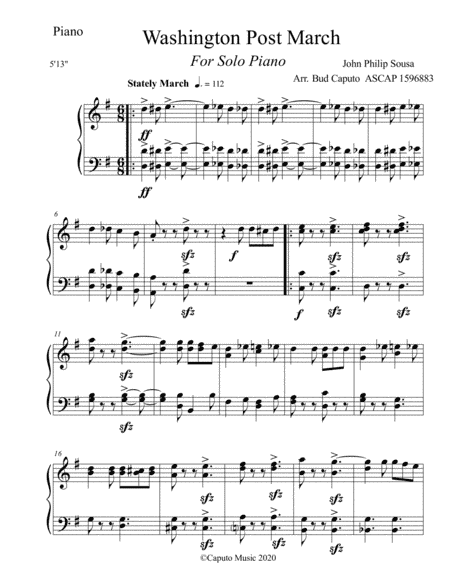 Two Sousa Marches for Solo Piano (arr. Bud Caputo)