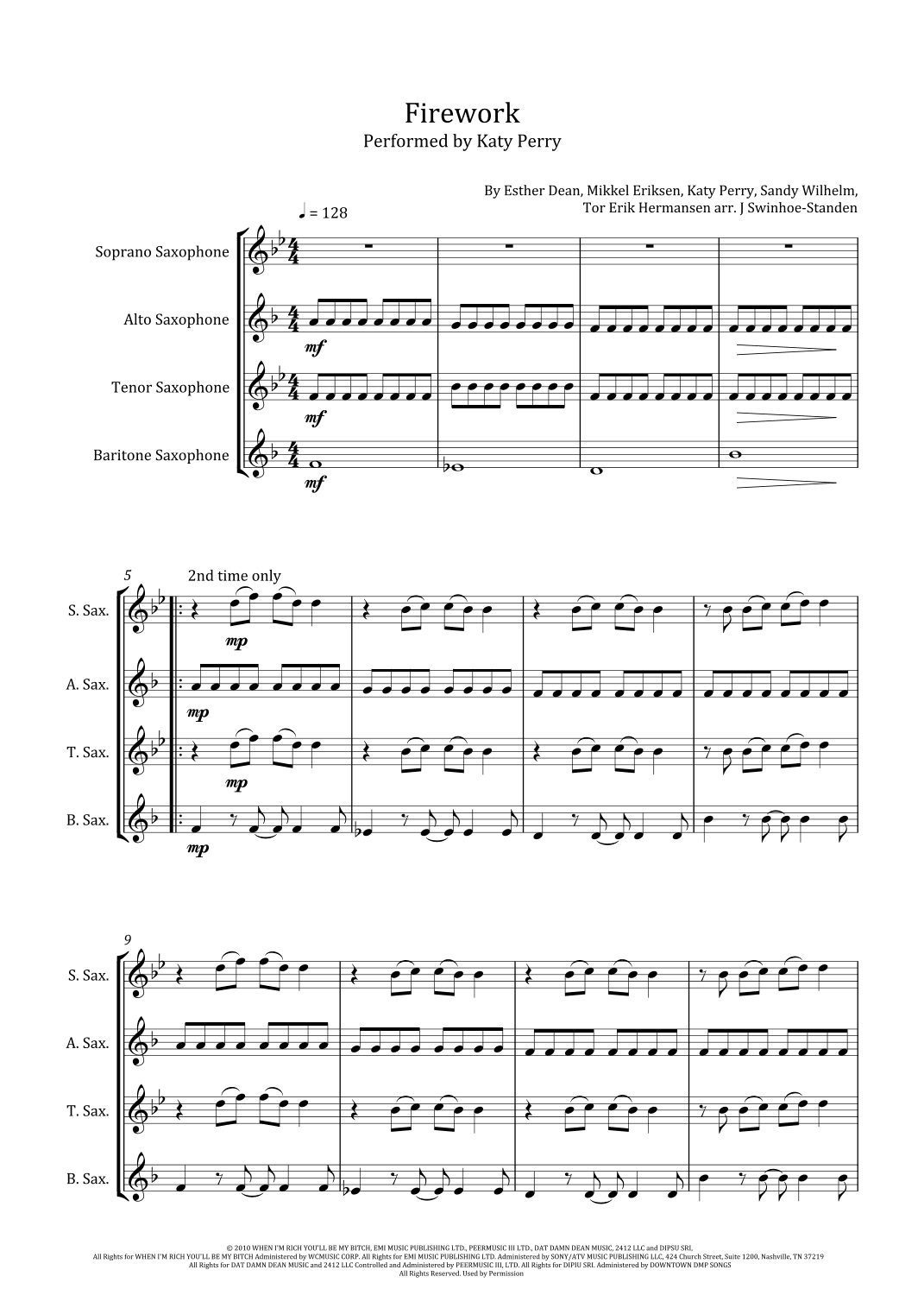 Firework (arr. J Swinhoe-Standen)