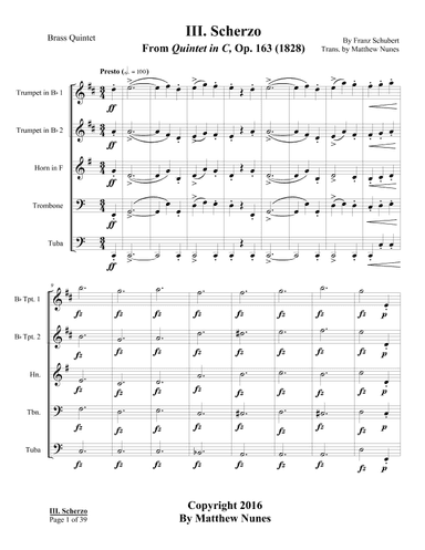 Scherzo from Quintet in C (Schubert, arr. Nunes) (arr. Matthew Nunes)