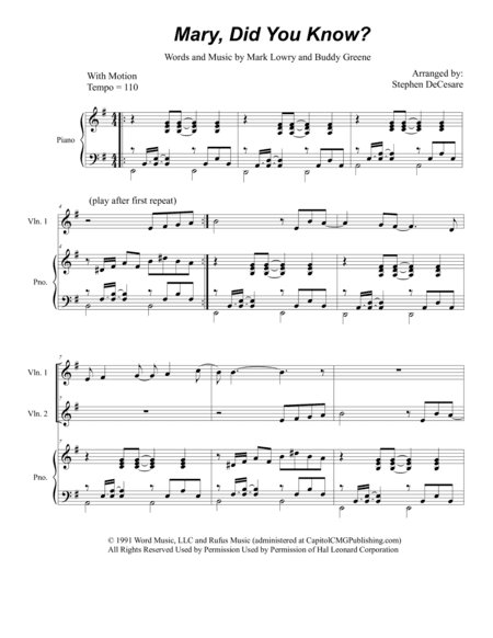 Mary, Did You Know? (arr. Stephen DeCesare)