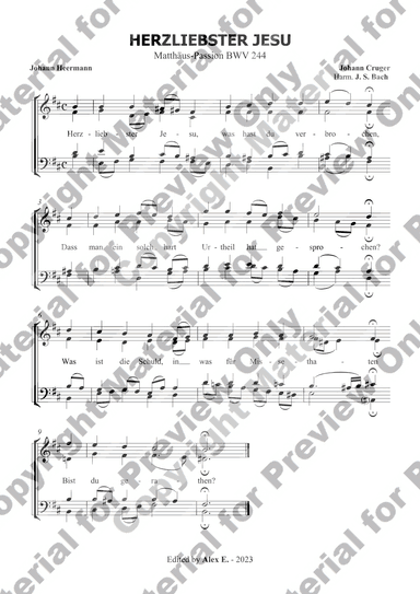 Herzliebster Jesu  From the St. Matthew Passion (Bm) (arr. Alex E.)