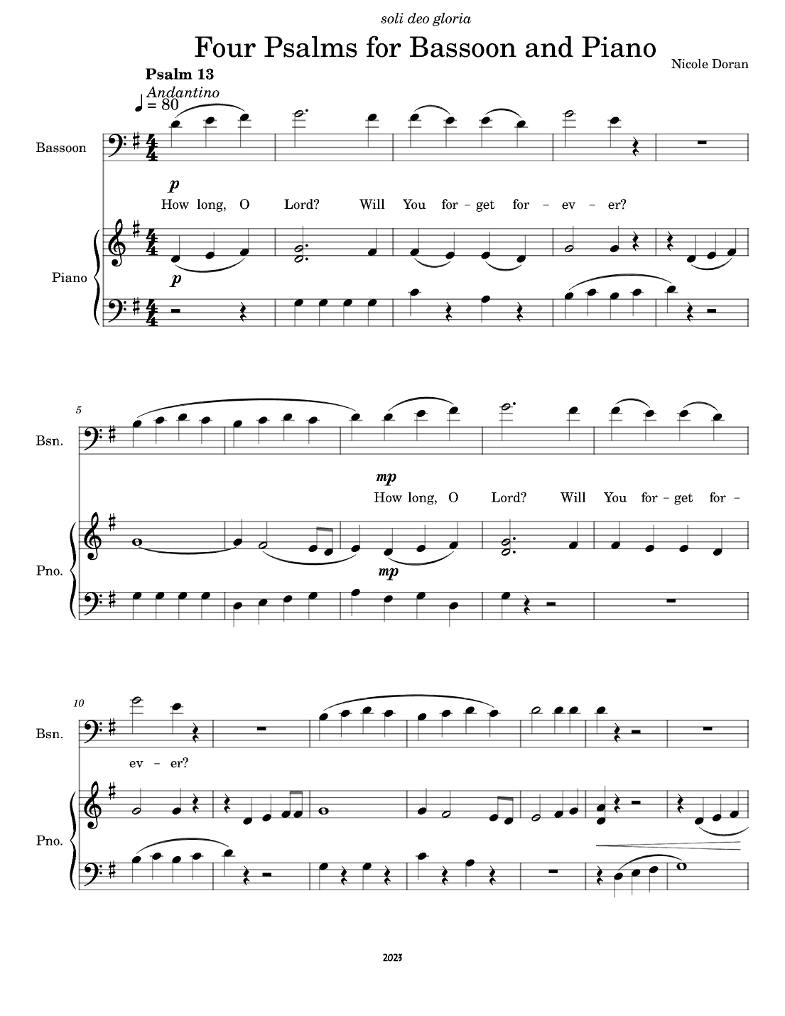 Four Psalms for Bassoon and Piano