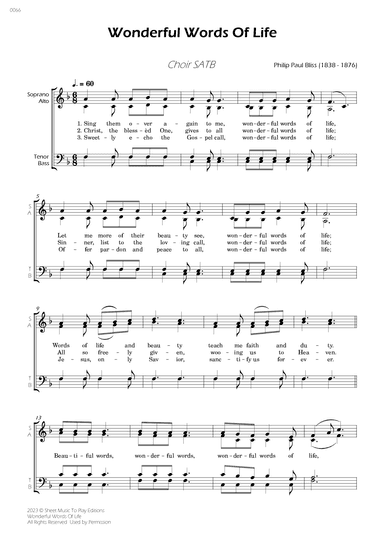 Wonderful Words Of Life - Choir SATB (arr. César Madeira)