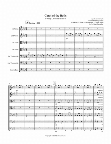 Carol of the Bells (F min) (String Septet - 2 Violin, 2 Viola, 2 Cello, 1 Bass) (arr. Regis Bookshar)