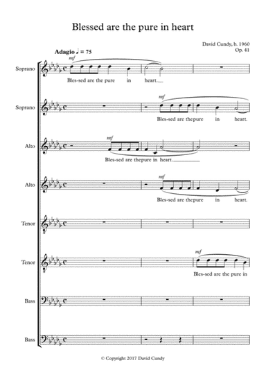 Blessed are the pure in heart, Op. 41 for SSAATTBB
