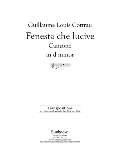 Cottrau: Fenesta che lucive (transposed to d minor) (arr. Sunbow)