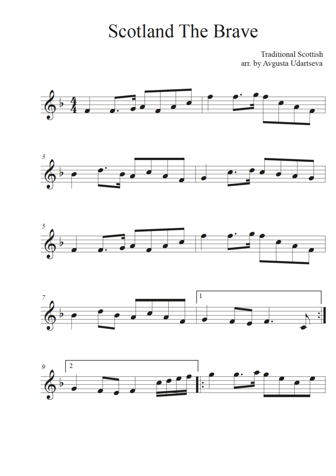 Scotland The Brave (arr. Avgusta Udartseva)