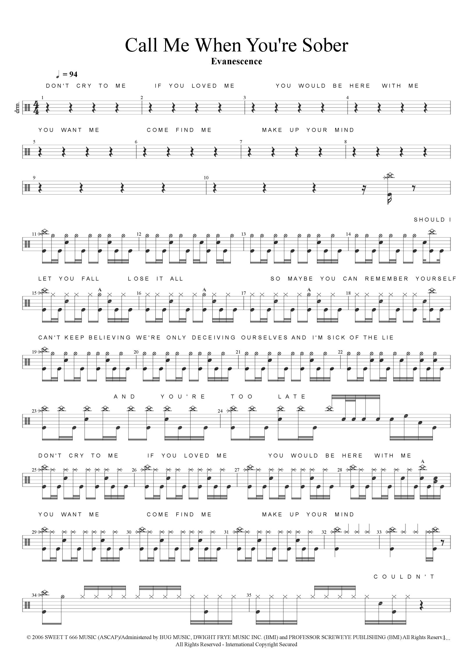 Call Me When You're Sober (arr. Cyril Mayer)