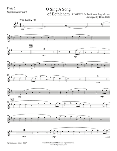 O Sing A Song Of Bethlehem (Kingsfold) - Winds supplemental duet parts2 (arr. Brian Buda)